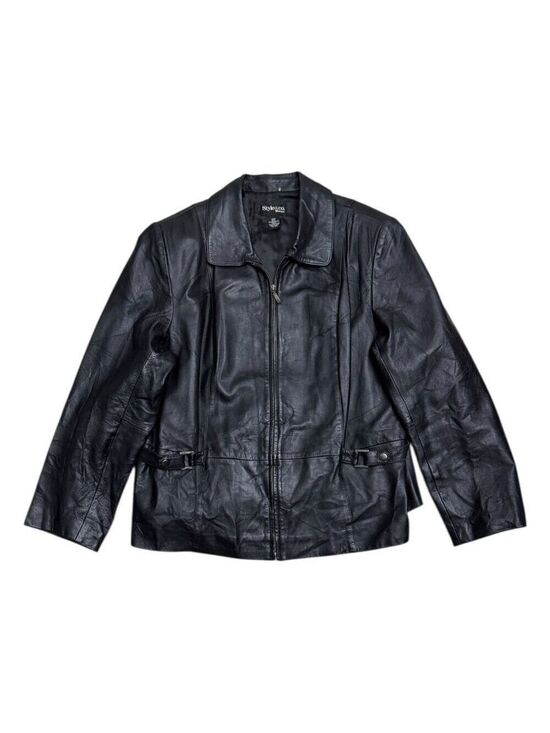 Style&co. Jackets & Blazers - STYLE & CO LEATHER Vintage Casual Y2K Black Designer Jacket Womens 2XL